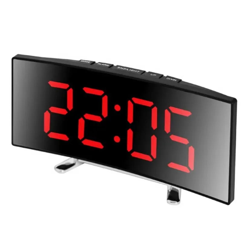 Moktan Sabai LED Mirror Alarm Clock Large Curved Digital Desktop Smart Silent Living Room