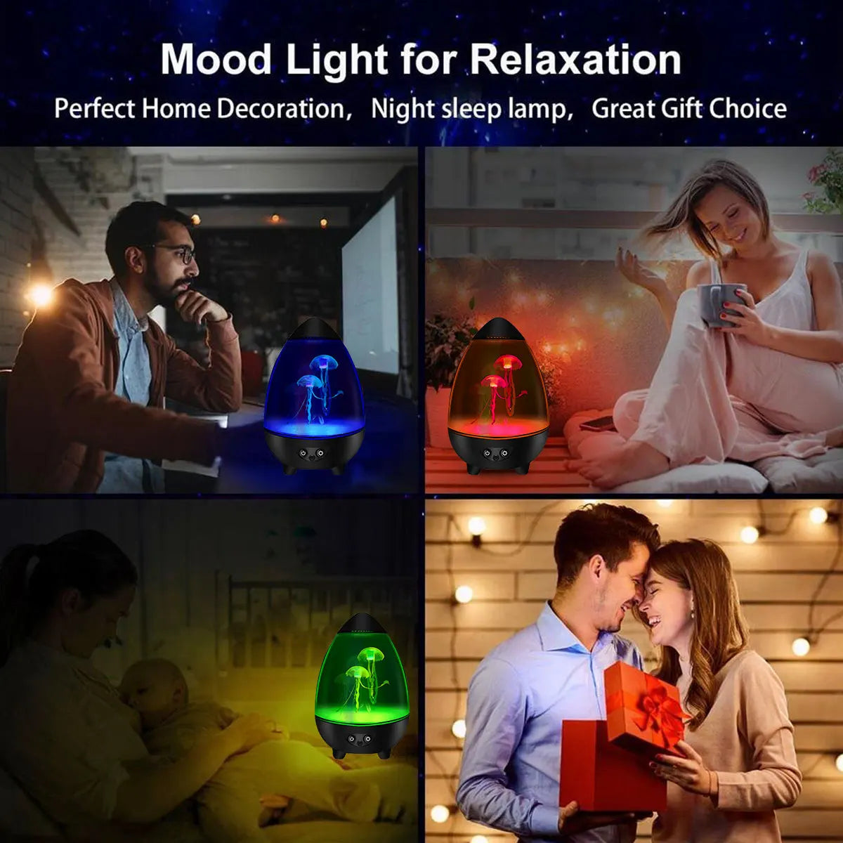 Moktan Sabai LED Jellyfish Lamp RGB Mood Light USB Night Light with Remote Aquarium Desk Decor