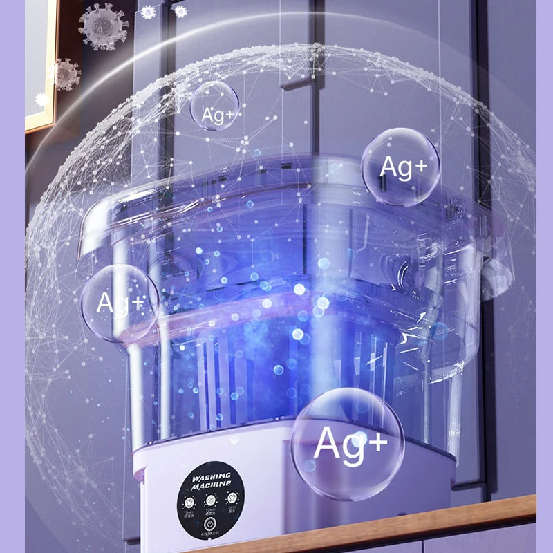 Moktan Sabai 8L Portable Foldable Mini Washing Machine with Spin Dryer for Socks Underwear