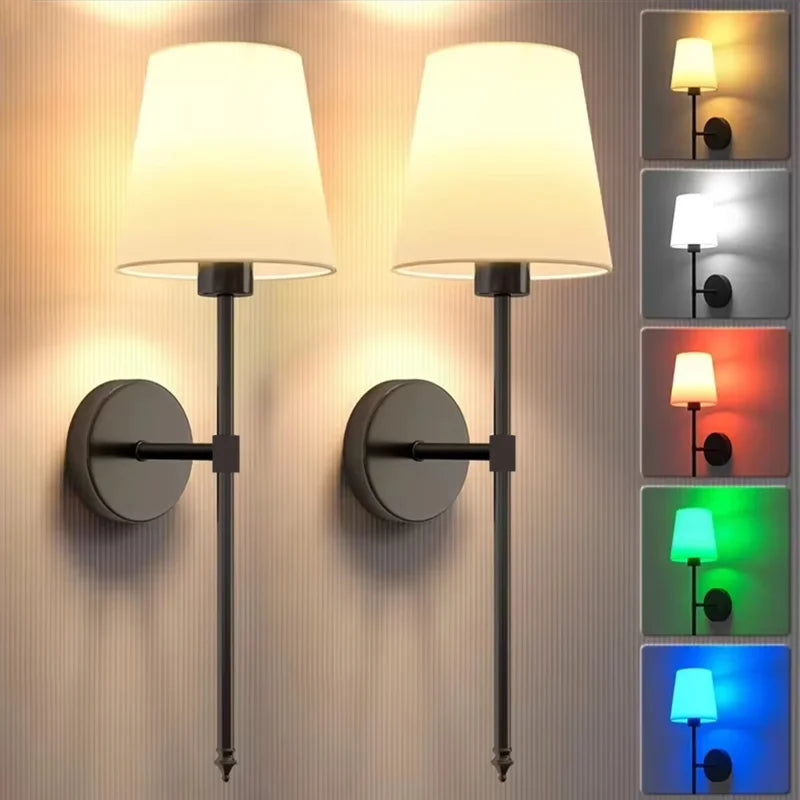 Moktan Sabai Wireless Rechargeable Wall Lamp Dimmable LED Battery Light with Remote Control black-2pcs