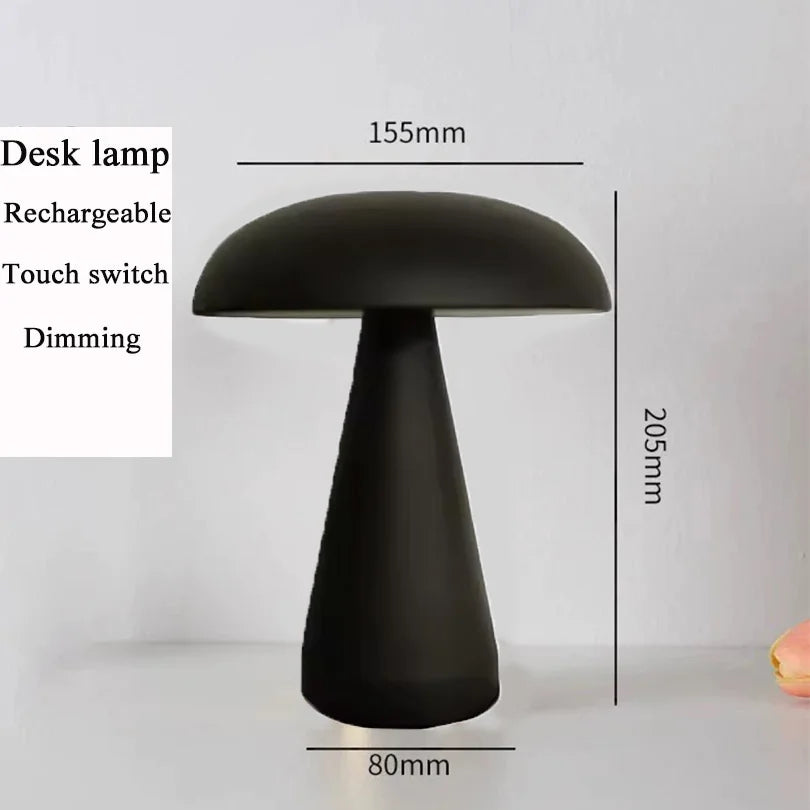 Moktan Sabai Rechargeable LED Mushroom Table Lamp Touch Sensor Bedside Night Light Decor Black