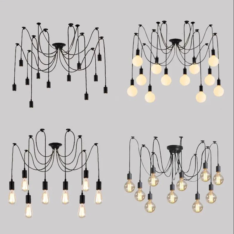 Moktan Sabai Spider Chandelier 8 Head E27 Pendant Light Vintage Industrial Ceiling Lamp