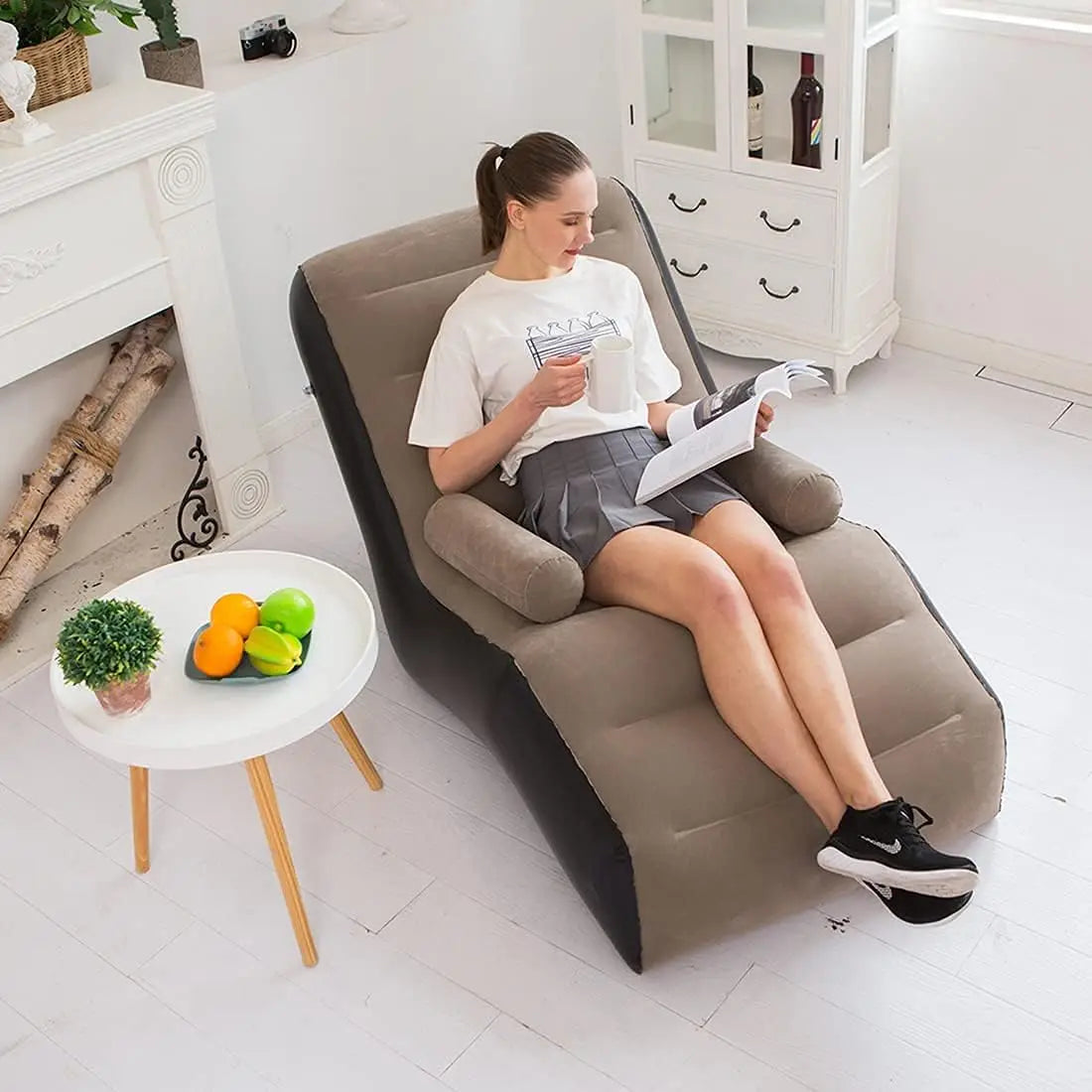 Moktan Sabai Folding Lazy Sofa Inflatable Lounge Chair Thick Durable Gaming Lounger Air Bed Seat