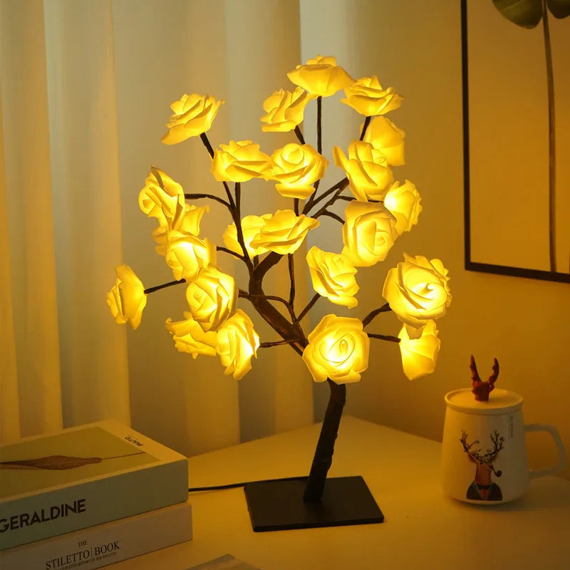 Moktan Sabai 108LED Rose String Table Lamp | USB Powered Romantic Night Light for Party Decor