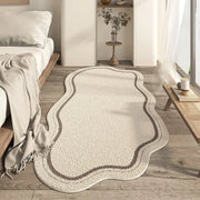 Moktan Sabai Cream Irregular Area Rug Non Slip Modern Nordic Wave Floor Mat A