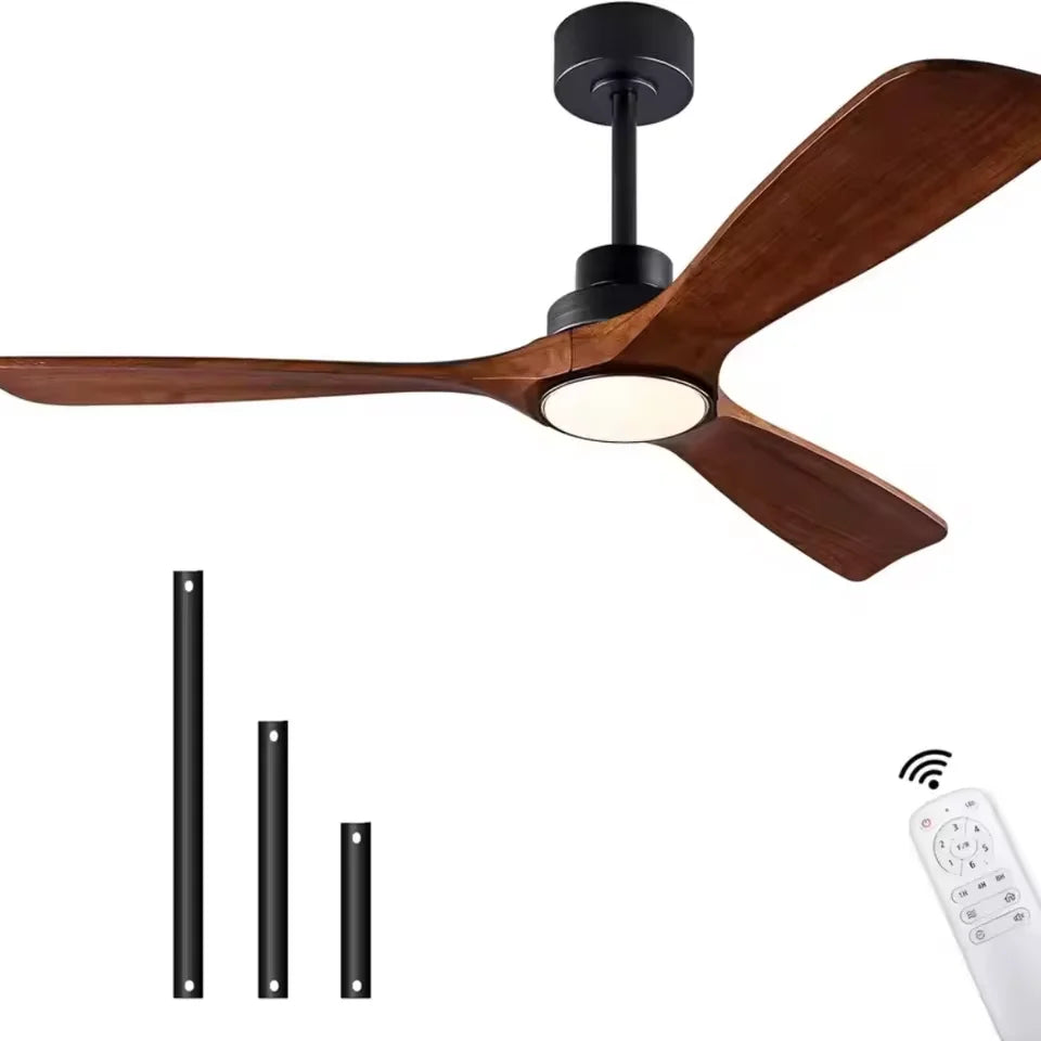 Moktan Sabai Wood Ceiling Fan with Lights 42 52 60 Inch Remote Control Quiet DC Motor Indoor