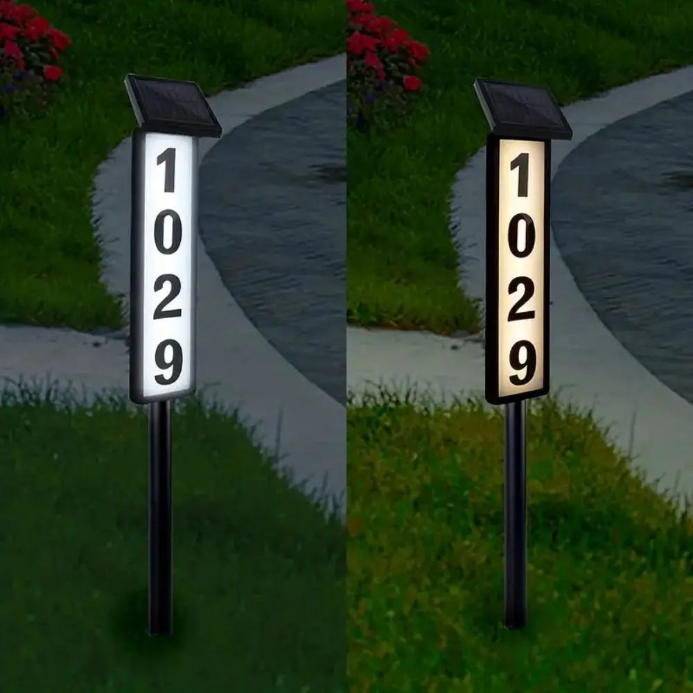 Moktan Sabai Solar House Number Light LED Address Sign with Stake Outdoor Solar Powered Home 1-Pack