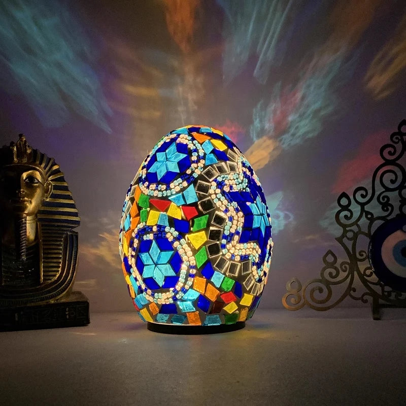 Moktan Sabai DIY Turkish Mosaic Egg Table Lamp Rechargeable Battery Bedside Desk Night Light B