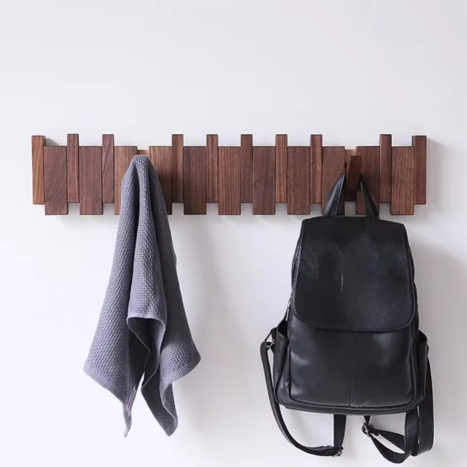 Moktan Sabai Wooden Piano Coat Rack Wall Mounted Solid Wood Hooks 4 6 8 Hook Organizer