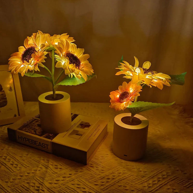 Moktan Sabai Sunflower LED Night Light USB Rechargeable Bedside Table Lamp Kids Room Decor