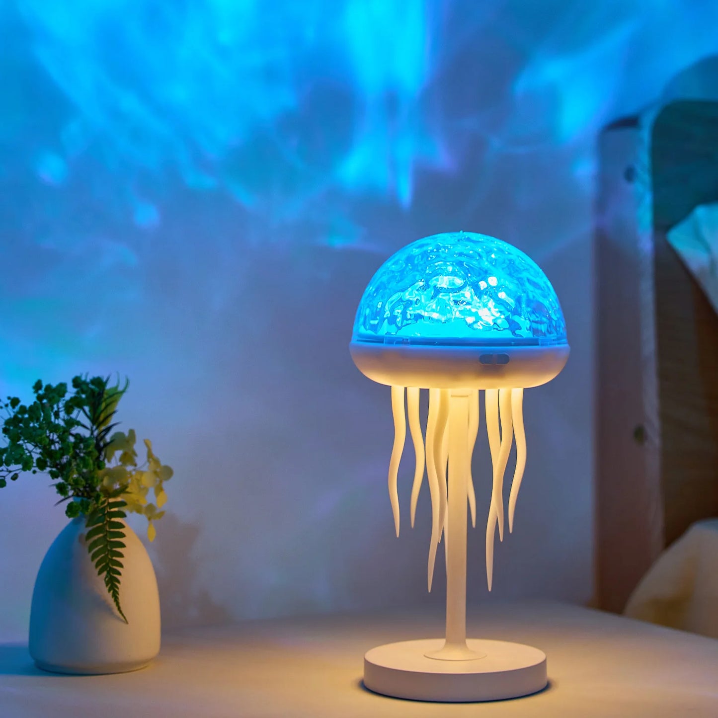 Jellyfish LED Projection Night Light Table Lamp Remote Ocean Ambient Bedroom