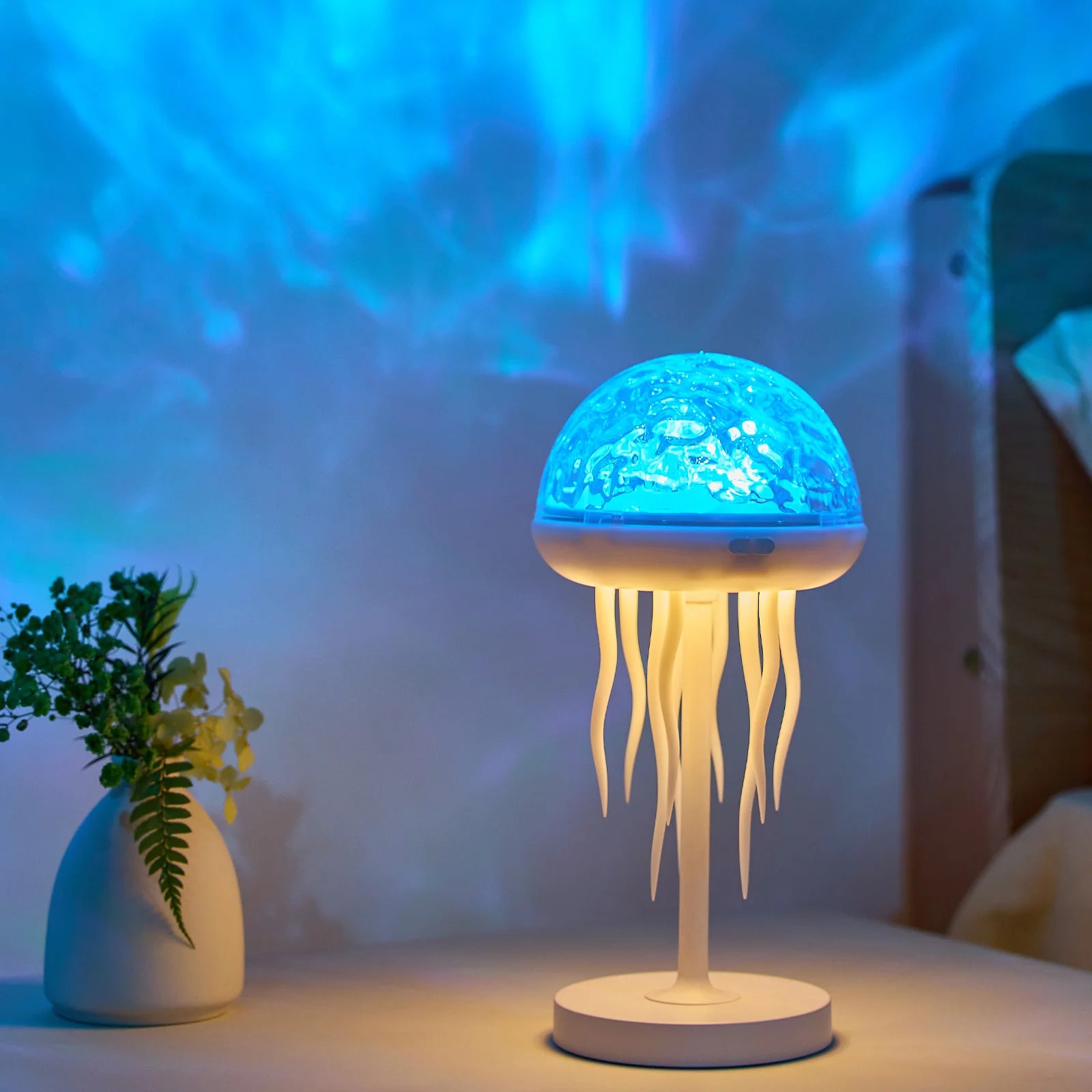 Moktan Sabai Jellyfish LED Projection Night Light Table Lamp Remote Ocean Ambient Bedroom Night Light