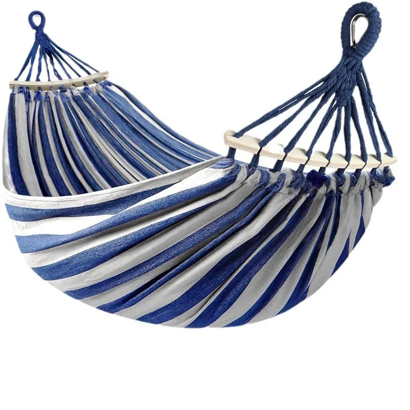 Moktan Sabai Double Canvas Hammock with Wooden Spreader Bars Anti-Roll Portable 220×150cm