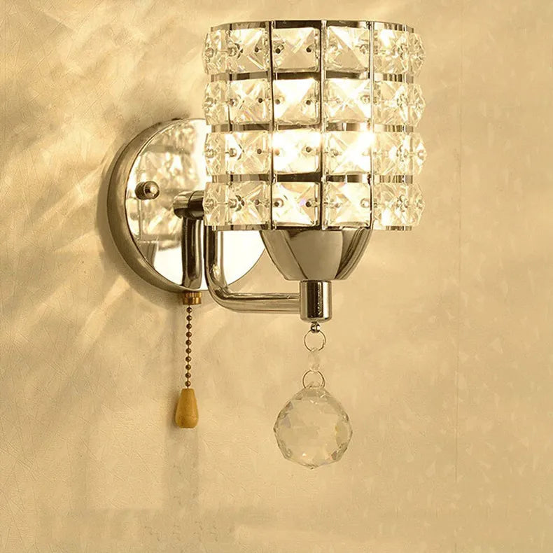 Moktan Sabai Crystal Wall Lamp – Gold/Silver Decorative Sconce Light for Bedroom & Living Room