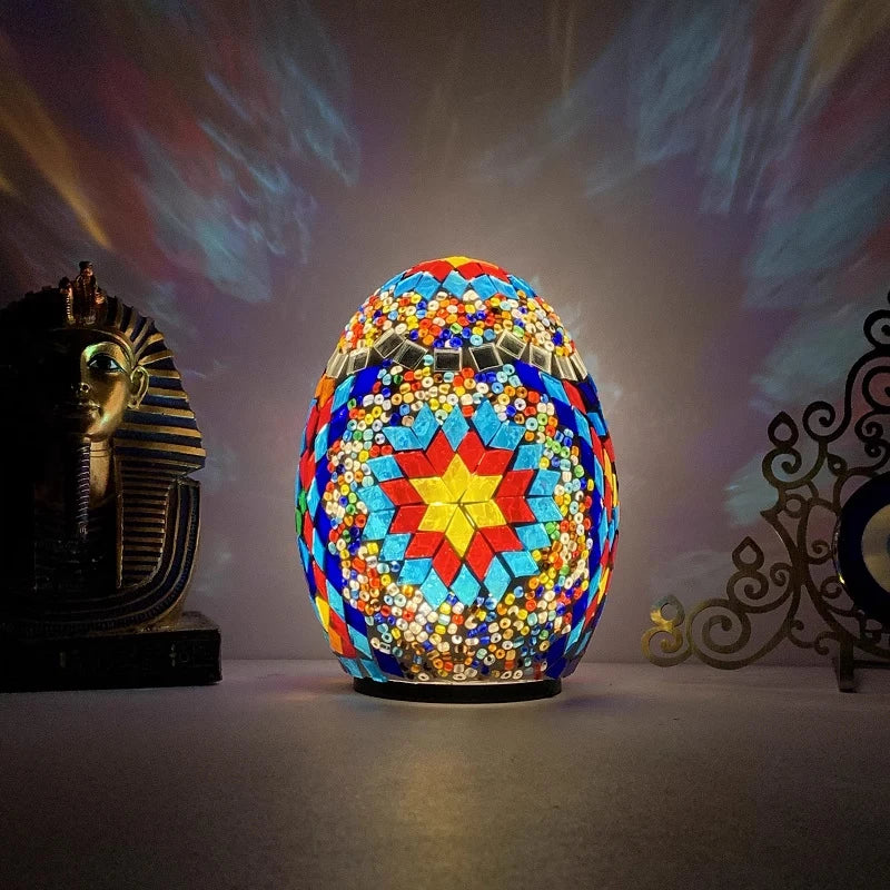 Moktan Sabai DIY Turkish Mosaic Egg Table Lamp Rechargeable Battery Bedside Desk Night Light F