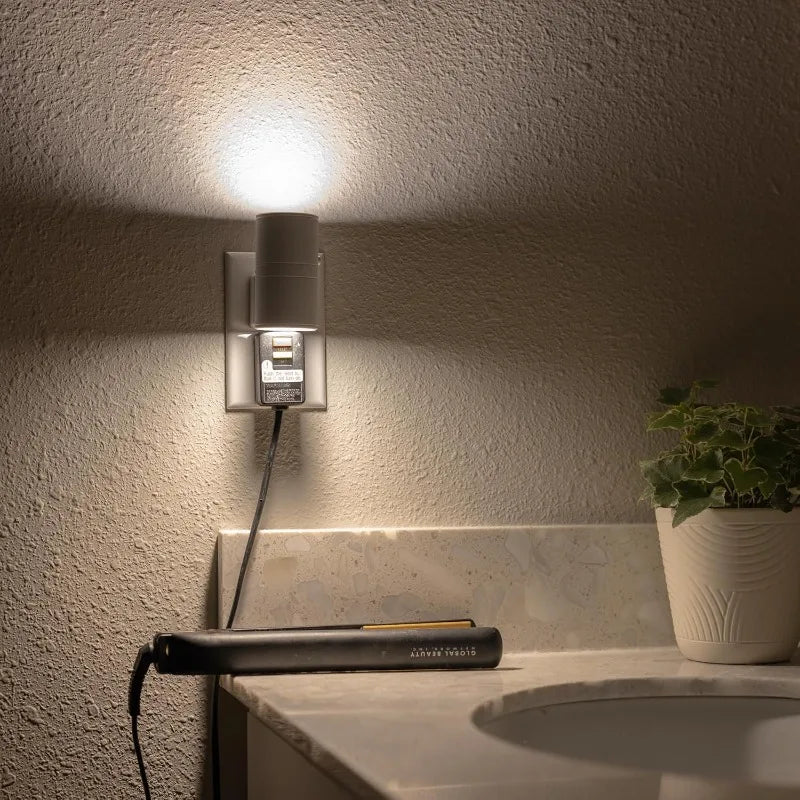 Moktan Sabai Plug In Night Light Dusk to Dawn Sensor Adjustable Brightness Stair Hallway