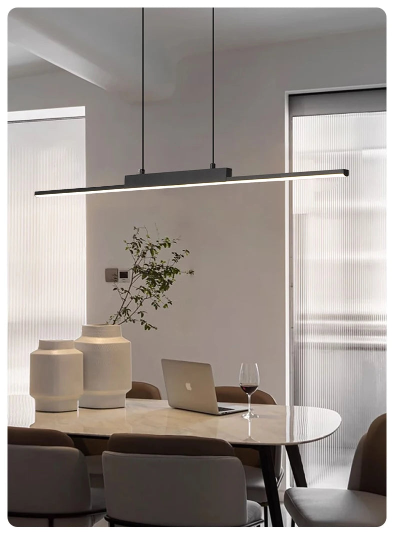 Moktan Sabai Modern Long Pendant Light – Minimalist Dining Room Chandelier for Kitchen & Living