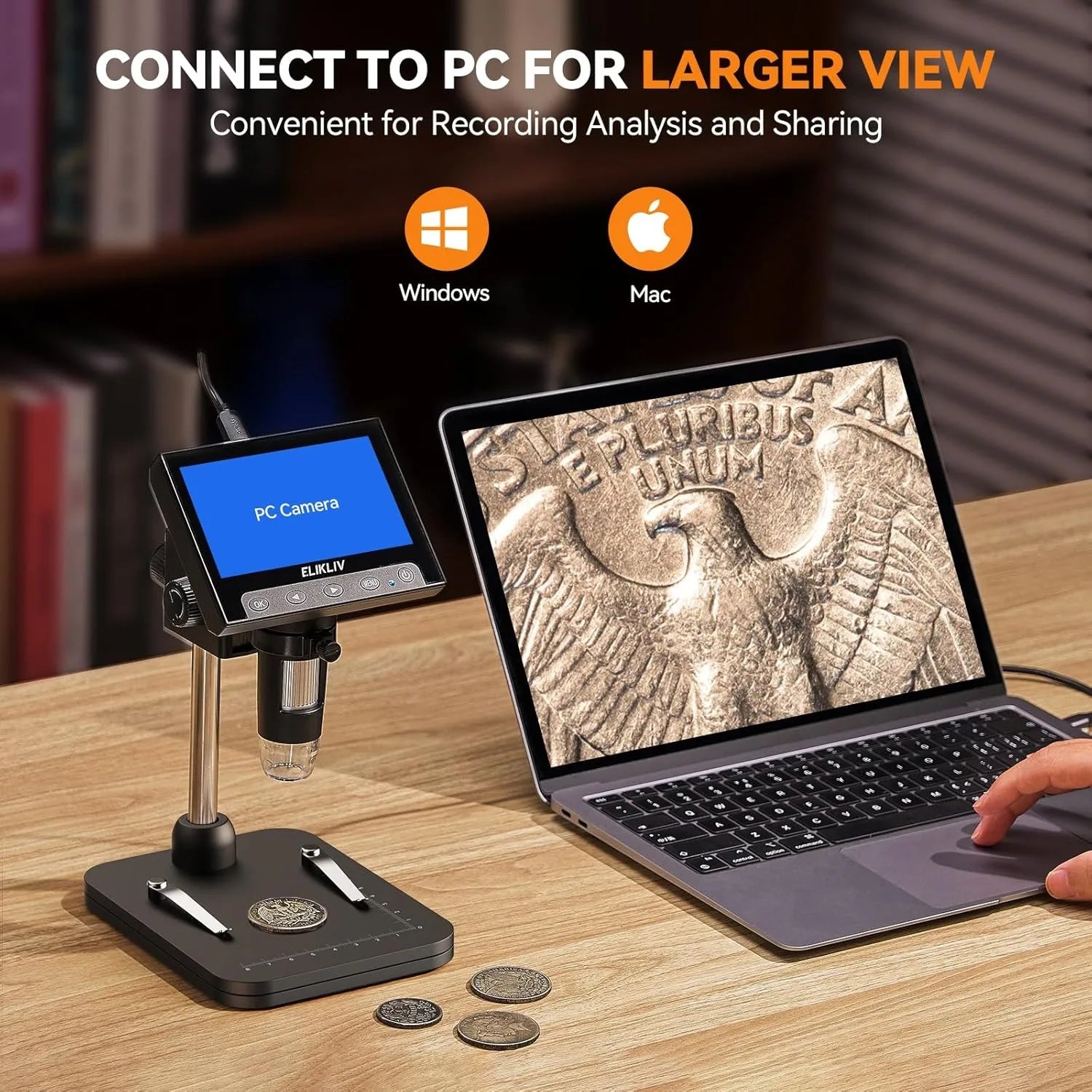 Moktan Sabai 4.3 Inch LCD Digital Microscope 1000X Coin Repair Camera with LED for PC