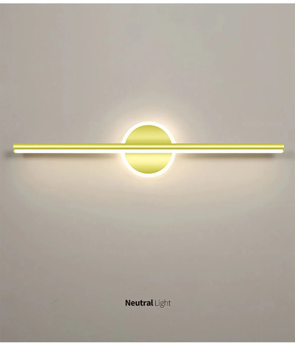 Moktan Sabai LED Mirror Front Wall Light – 40/60cm Gold Black Indoor Lamp for Bathroom & Bedroom