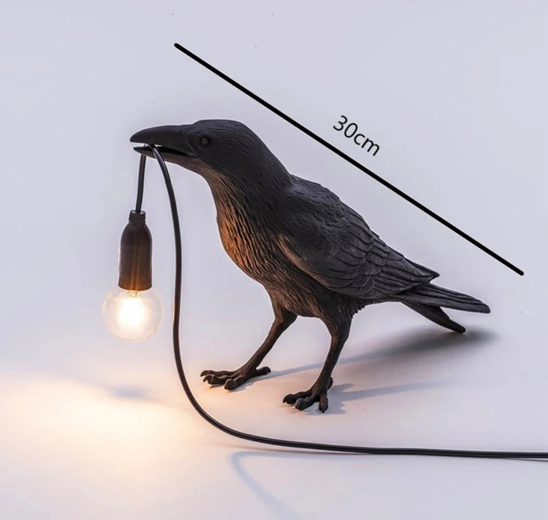 Moktan Sabai Crow Bird Wall Lamp – Resin Bedside Night Light for Bedroom & Living Room Decor
