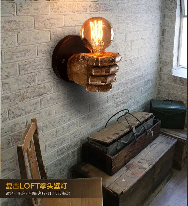 Moktan Sabai Resin Hand Wall Lamp – Left/Right Fist Sconce Light for Bar, Restaurant & Home Decor