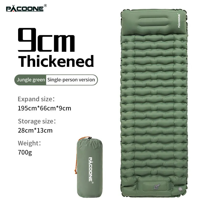 Moktan Sabai PACOONE Inflatable Camping Mattress with Pillow Ultralight Air Sleeping Pad Pump