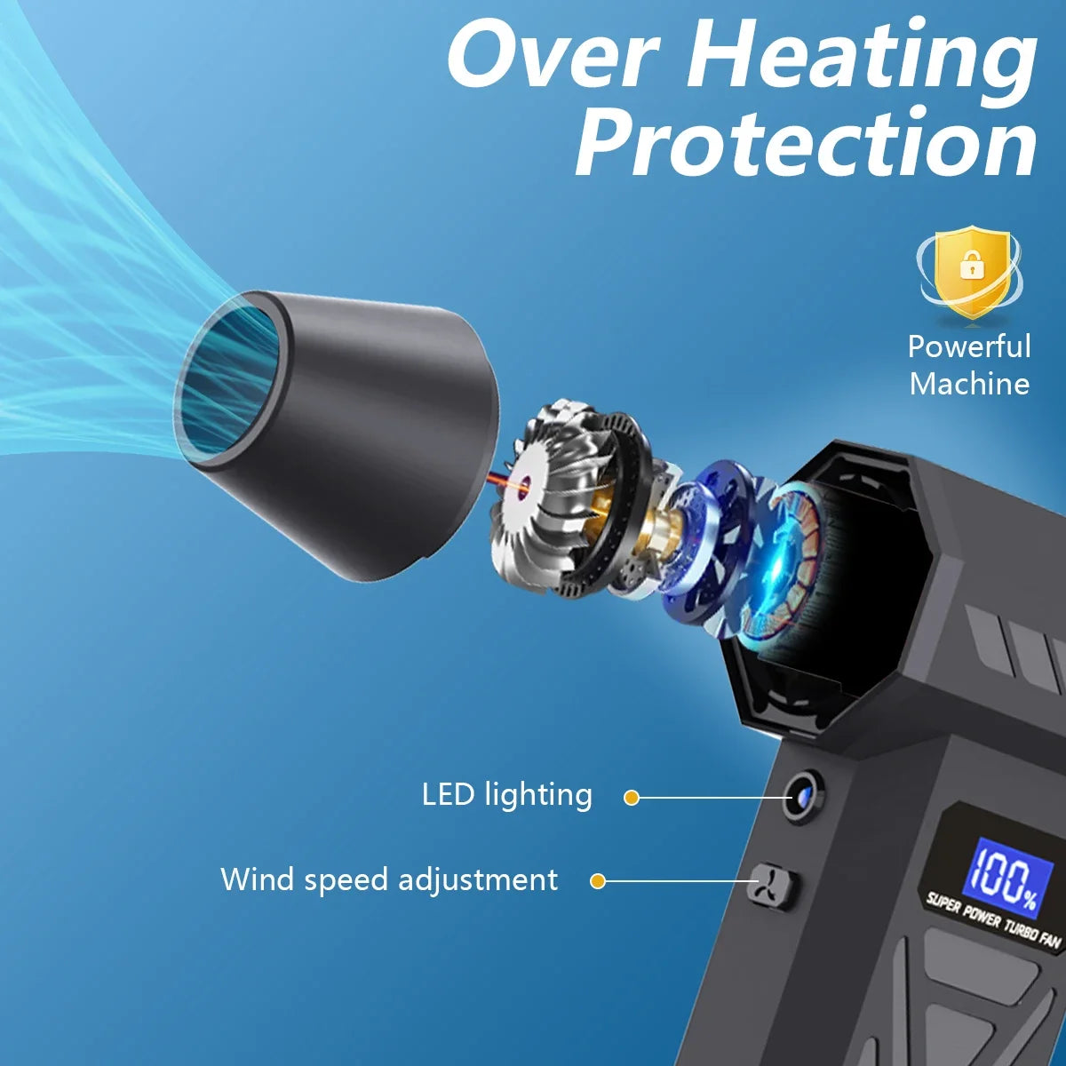 Moktan Sabai P70 Air Duster 110000RPM Turbo Blower – Cordless Compressed Air Cleaner with LED