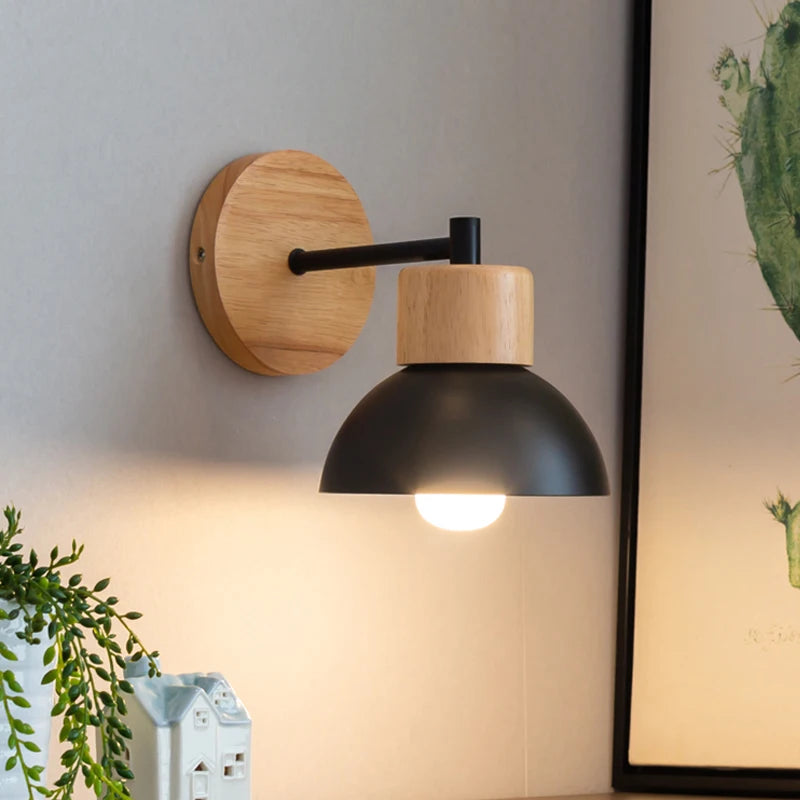 Moktan Sabai Nordic Wood LED Wall Lamp Bedside Sconce for Bedroom Staircase Balcony