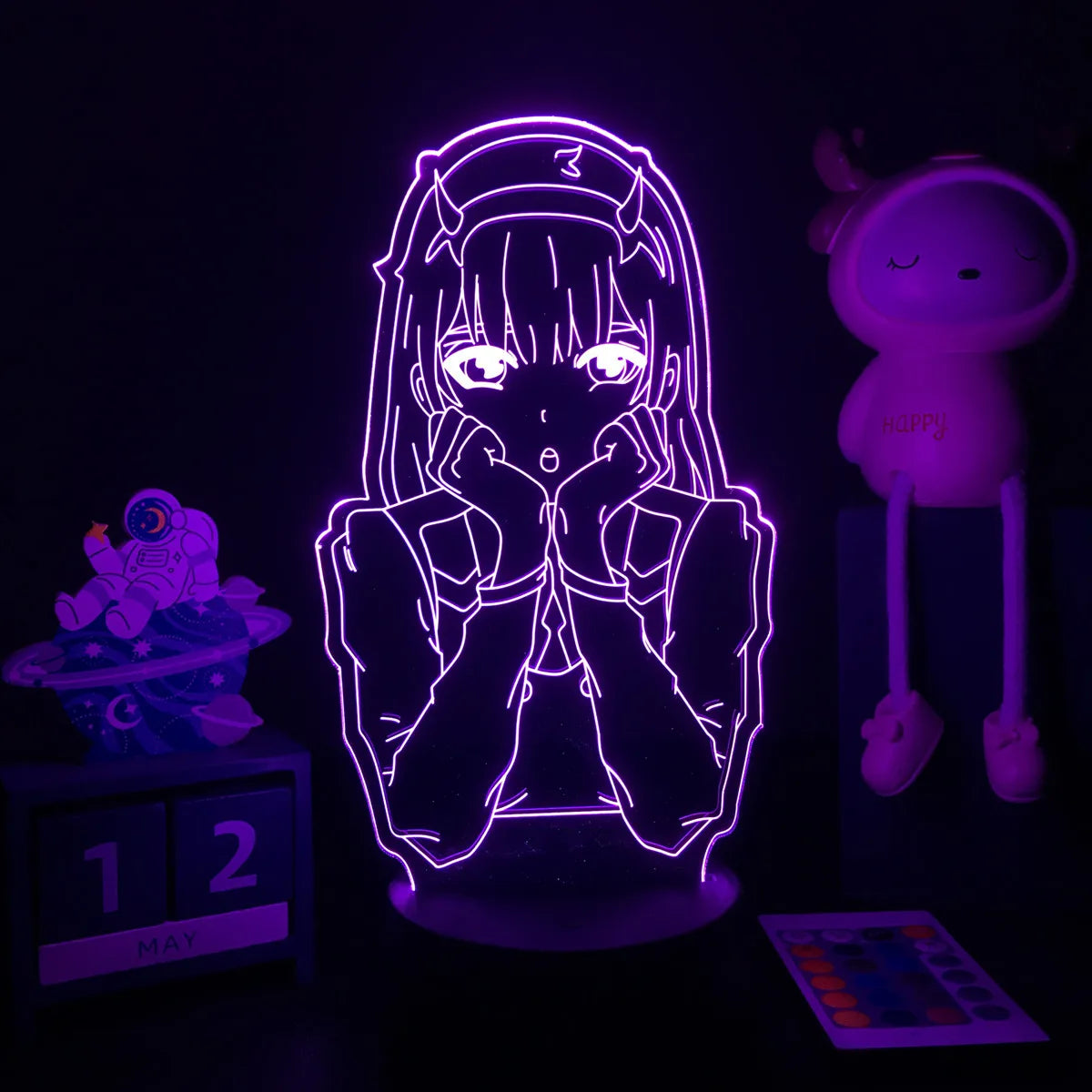 Moktan Sabai 3D Anime Girl LED Night Light 16 Color Illusion Bedside Bedroom Table Lamp FRANXX 06