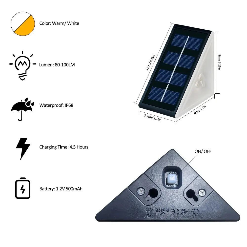 Moktan Sabai Outdoor Solar Step Lights Warm White RGB IP67 Waterproof Pathway Patio Yard