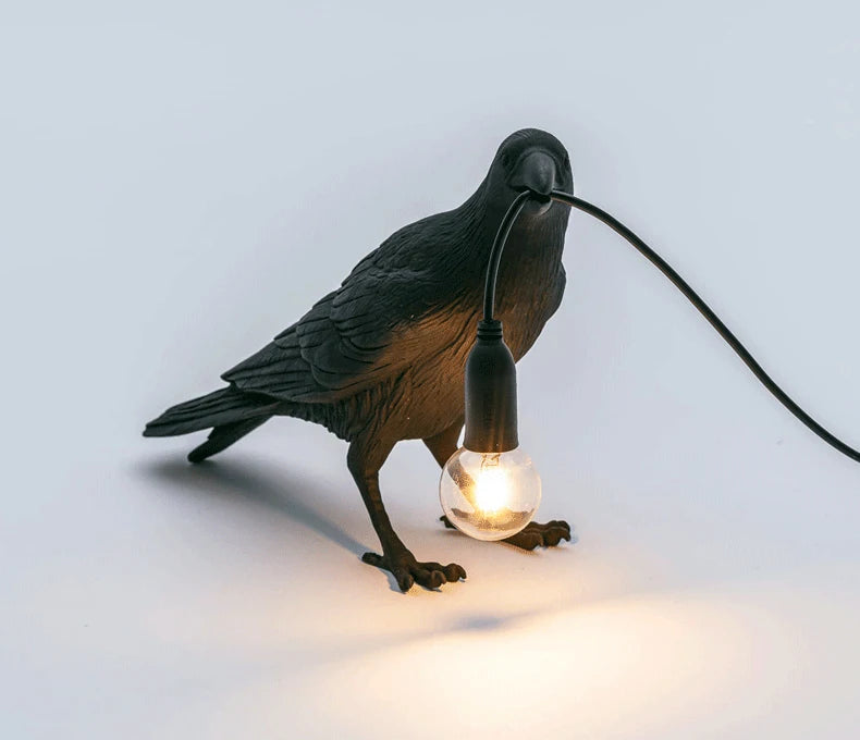Moktan Sabai Crow Bird Wall Lamp – Resin Bedside Night Light for Bedroom & Living Room Decor