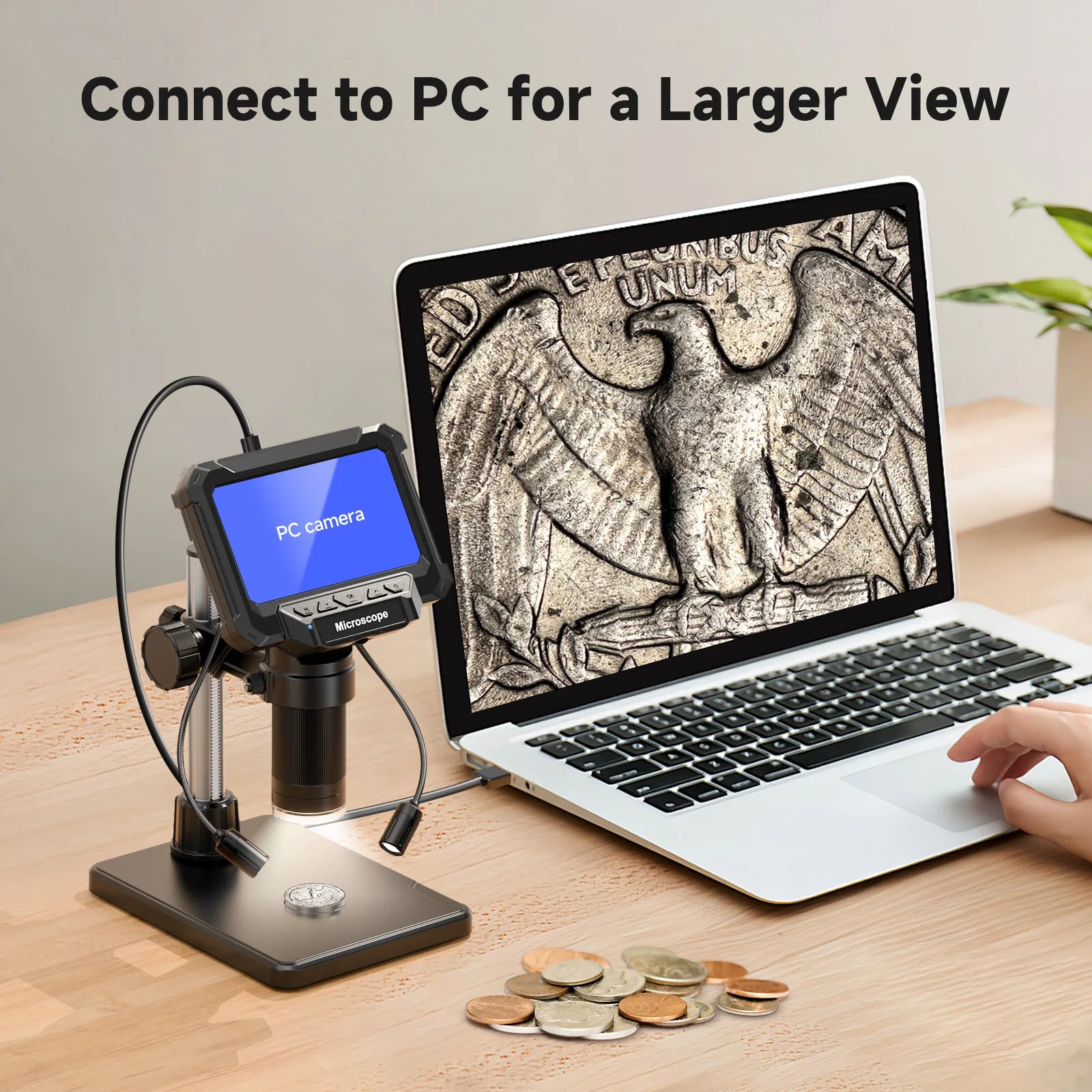 Moktan Sabai 4.3 Inch Coin Microscope 1920P HD with LED for PCB Repair PC View