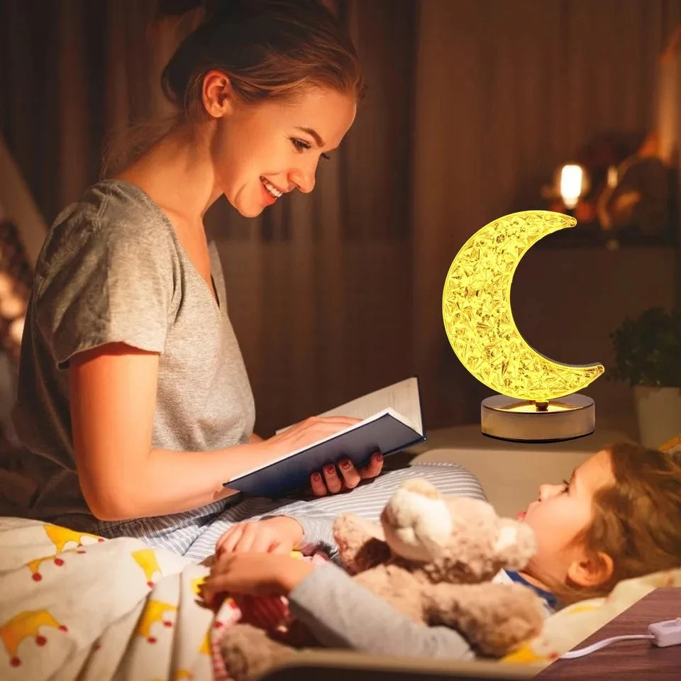 Moktan Sabai Crystal Touch LED Night Light – USB Dimmable Moon Lamp for Bedroom & Girls Room