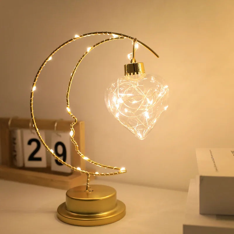 Moktan Sabai Moon Star LED Night Light Heart Iron Decor Indoor Lamp Gift Bedroom Ornament