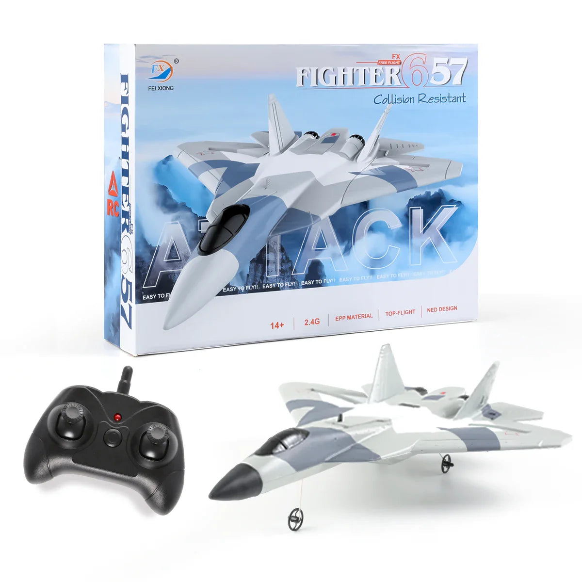 Moktan Sabai Kids RC Airplane 2.4GHz Fighter Jet Glider Remote Control Plane White