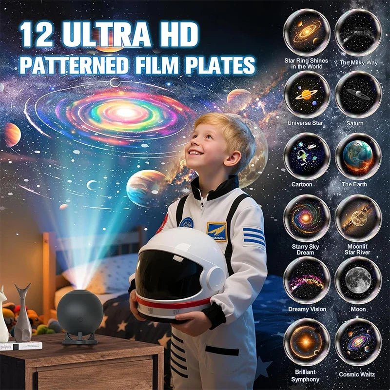 Moktan Sabai Galaxy Projector Star Projector with 12 Films Nebula Night Light Bedroom Ceiling