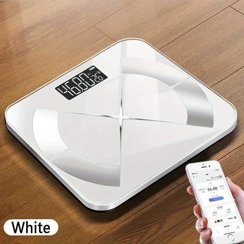 Moktan Sabai Smart Digital Scale – USB Rechargeable with LED Display and Bluetooth Connectivity white