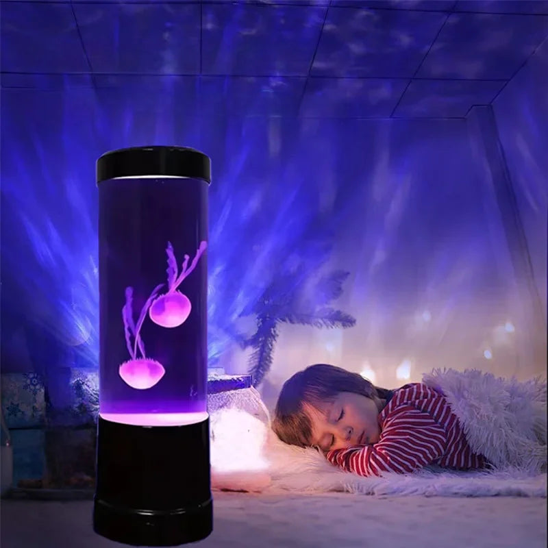 Moktan Sabai Jellyfish LED Lamp – Remote Control Color Changing Aquarium Night Light Home Decor Black