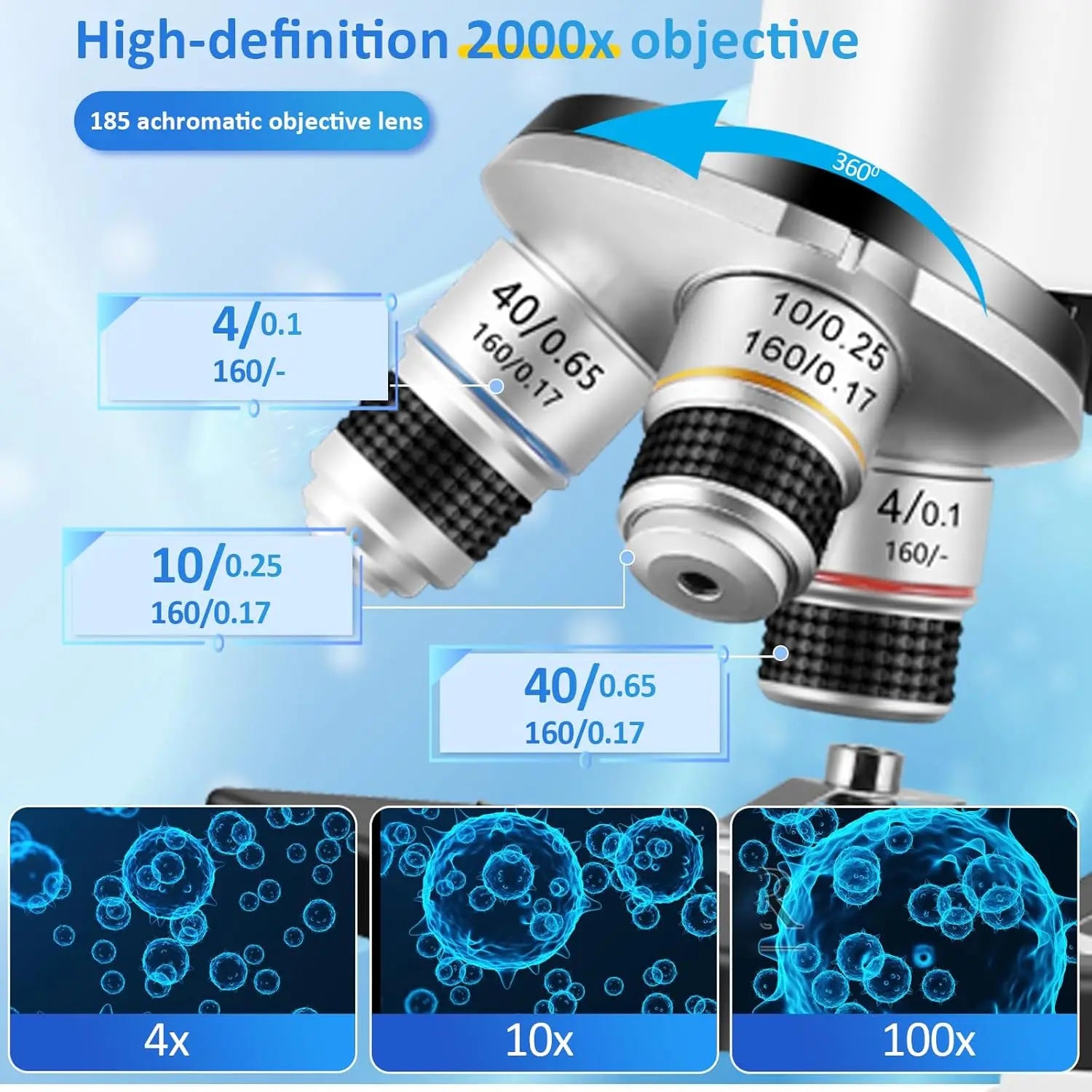 Moktan Sabai 40X–2000X Microscope for Kids Adults with LED Light Phone Adapter Science Kit