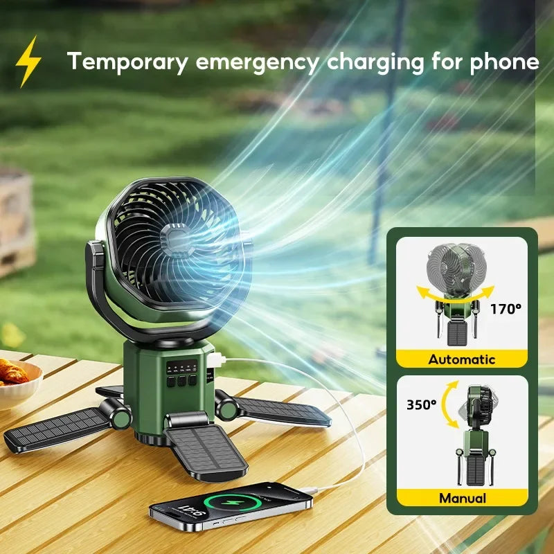 Moktan Sabai Rechargeable Camping Fan | Battery Powered Fan with 6000mAh Battery | Portable Cooling and LED Light for Outdoor Adventures