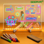 Moktan Sabai LED Kids Message Board – Colorful DIY Acrylic Drawing Board with 7 Pens Gift