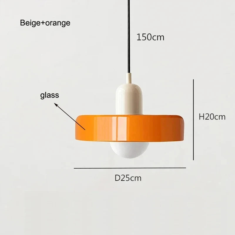 Moktan Sabai Nordic Bauhaus Glass Chandelier – Retro Dining Room Pendant Light for Living Room Orange 3 110V