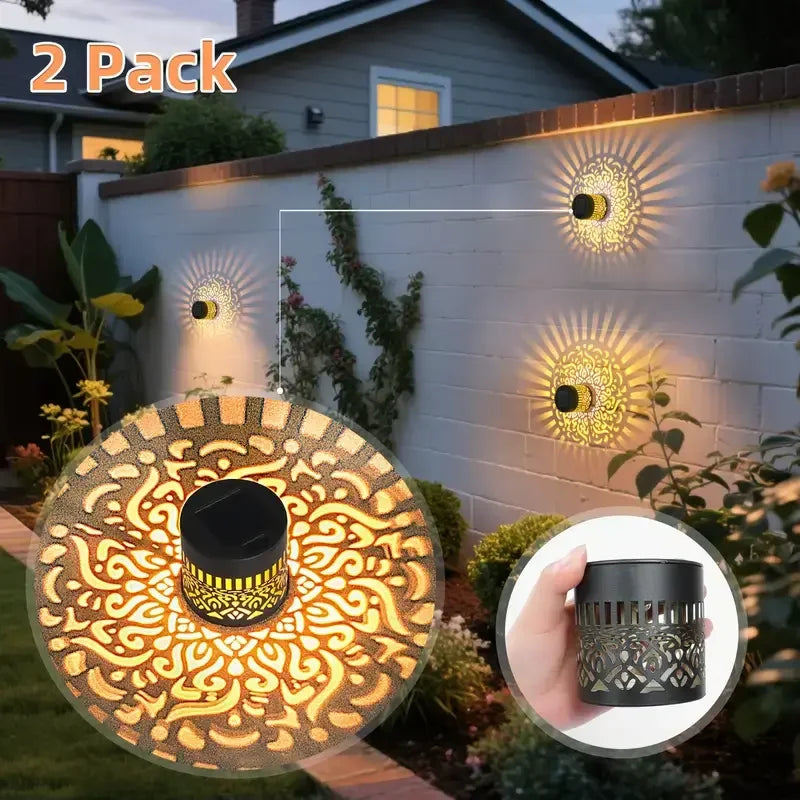 Moktan Sabai Solar Wall Light Hollow Outdoor LED Lamp Front Door Courtyard Holiday Decor