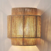 Moktan Sabai Vintage Rattan Wall Light E27 Handwoven Rope Sconce for Bedside Living Room
