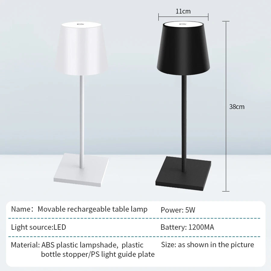 Moktan Sabai LED Table Lamp | 3 Level Dimmable Wireless Touch Desk Light USB Rechargeable Lamp