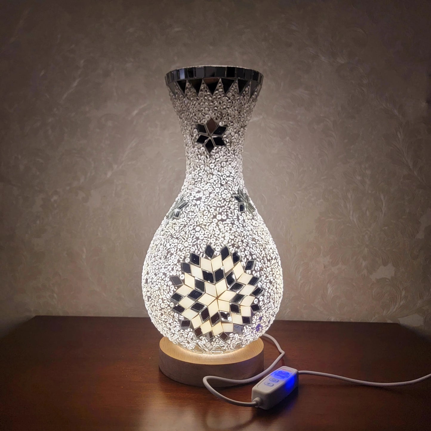 Turkish Mosaic Table Lamp Hand Inlaid Glass Mediterranean Bedroom Living Room Decor