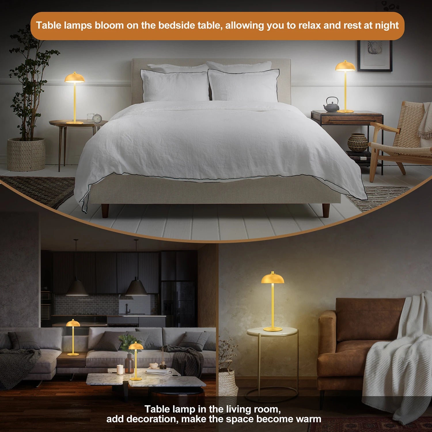 Moktan Sabai Rechargeable Touch Table Lamp – Wireless USB-C LED Desk Light for Bedroom & Camping