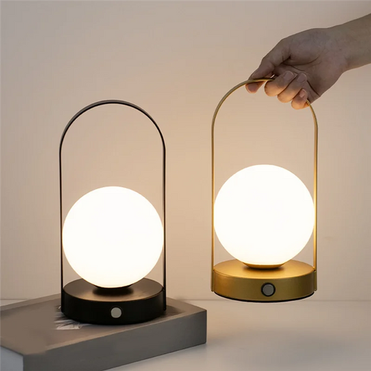 Portable Metal Table Lamp Rechargeable Dimmable 3 Color LED Bedside Desk Light