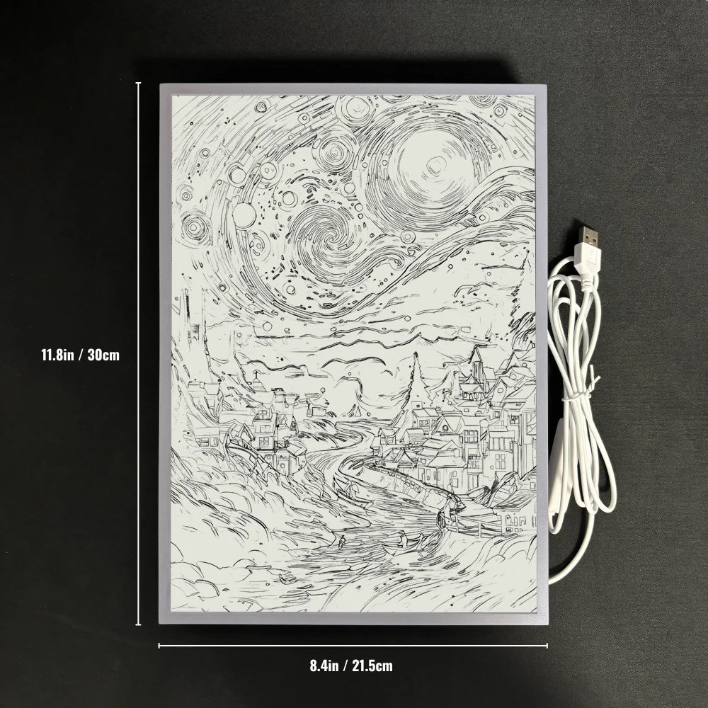 Moktan Sabai Starry Night LED Art Lamp 3D Night Light Van Gogh Style Aesthetic Room Decor