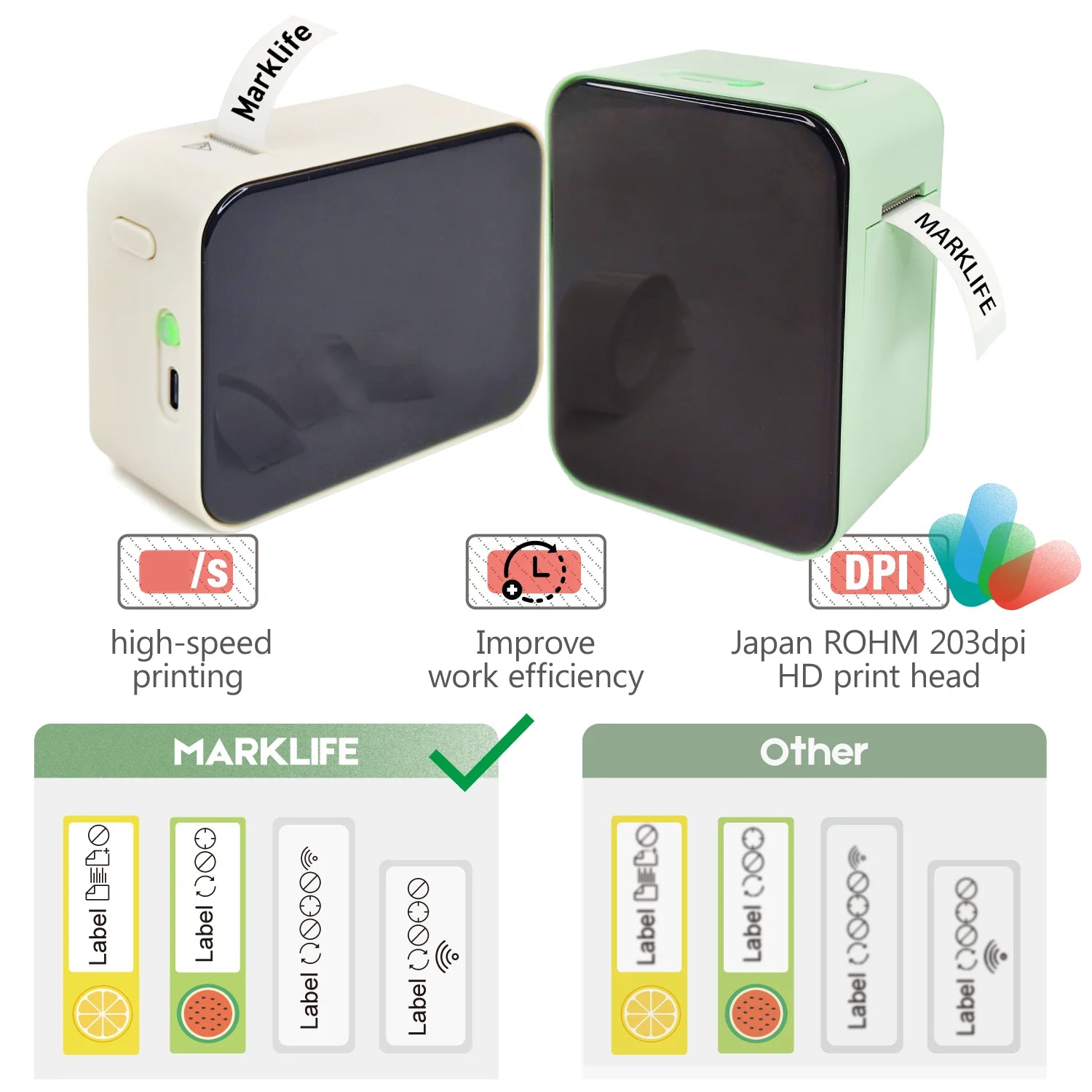 Moktan Sabai Mini Portable Thermal Label Printer Wireless Bluetooth Sticker Tag Maker P15